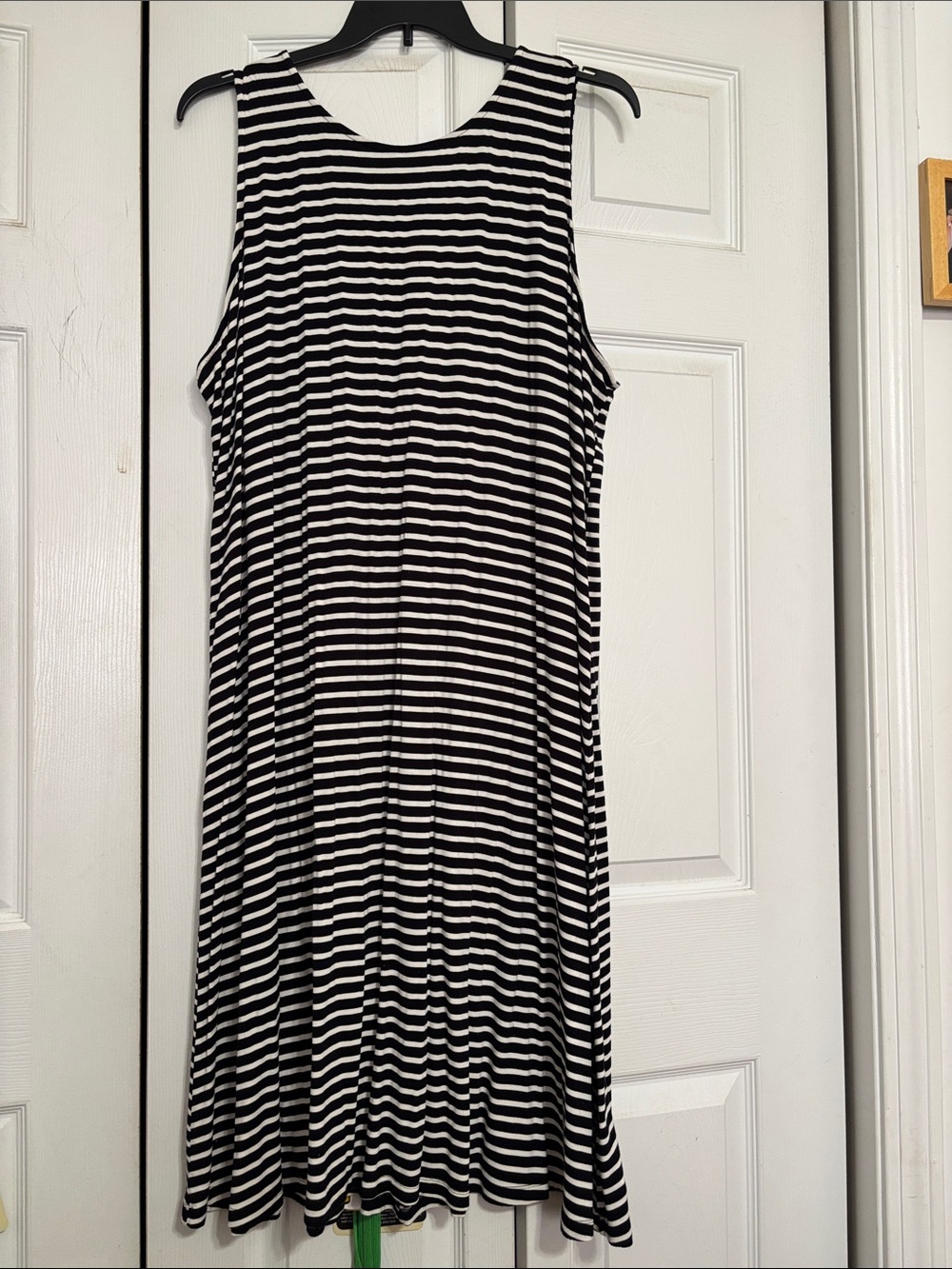 Old Navy Black and White Striped Sleeveless Midi Dress